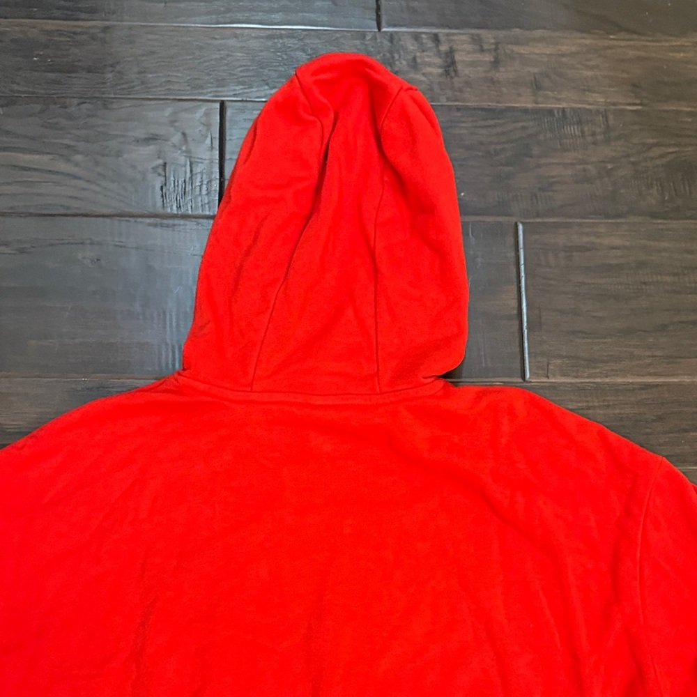 Nike Red Cropped Hoodie with White Swoosh - Picture 6 of 10